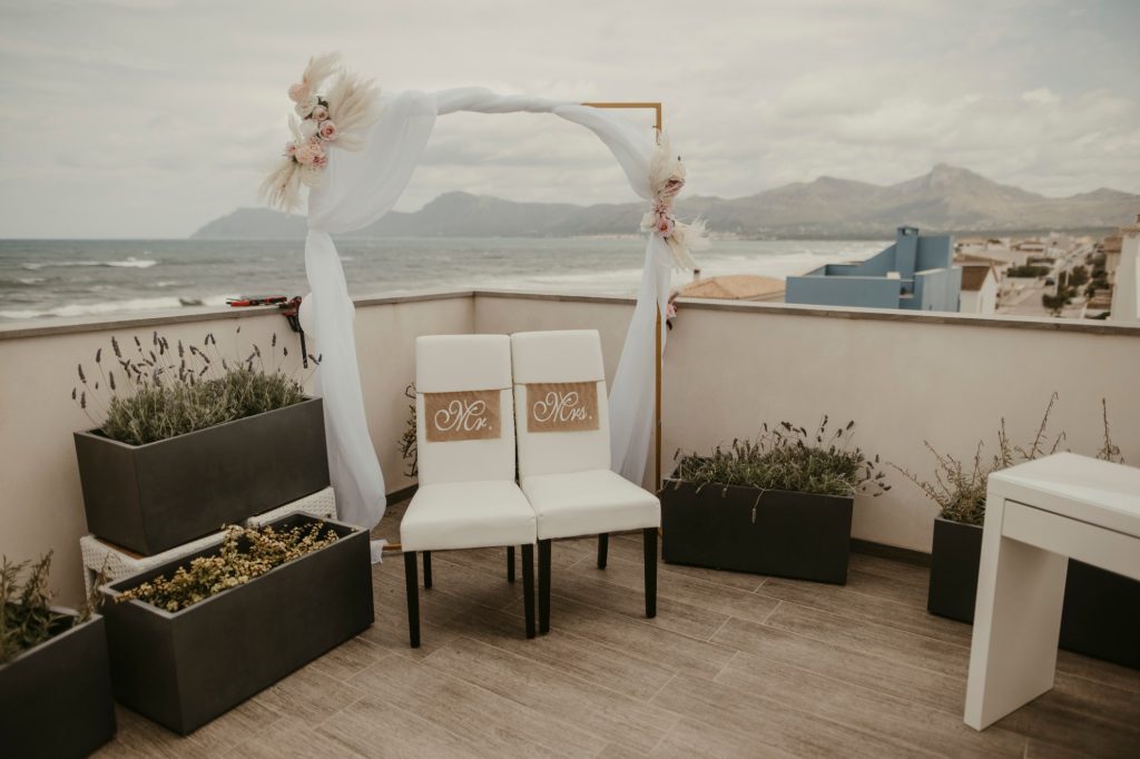 Hochzeitsterrasse mit Meerblick in Can Picafort auf Mallorca